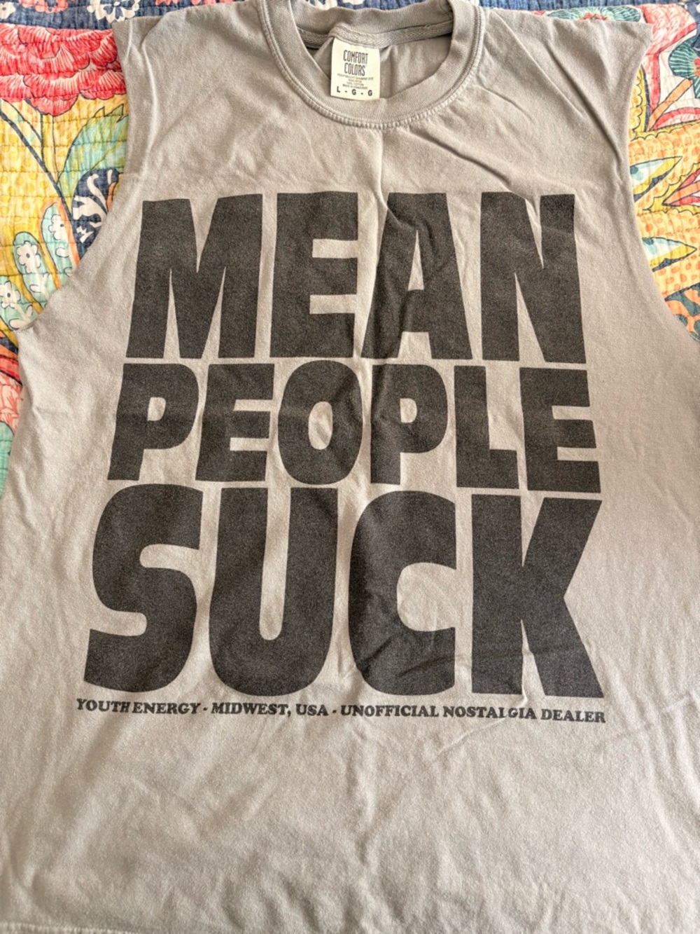 Comfort Colors Grey Muscle Tee with Black Graphic